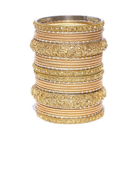 

damani Set of 26 Gold-Plated Stone-Studded Bangles