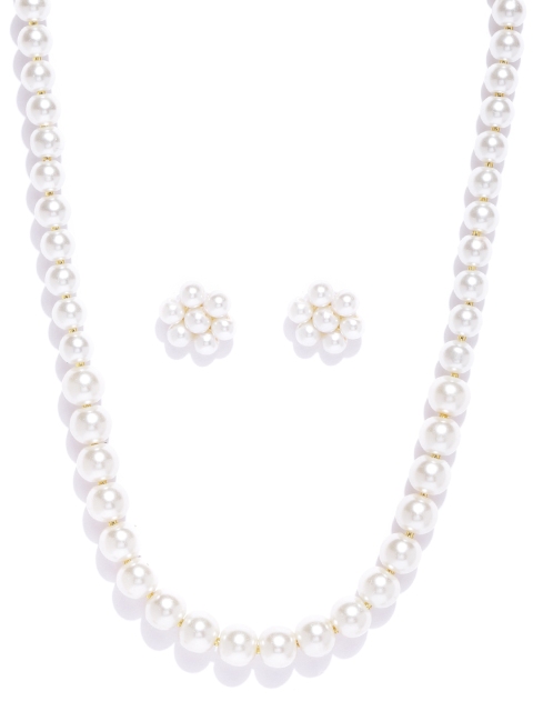 

damani Off-White Gold-Plated Beaded Jewellery Set