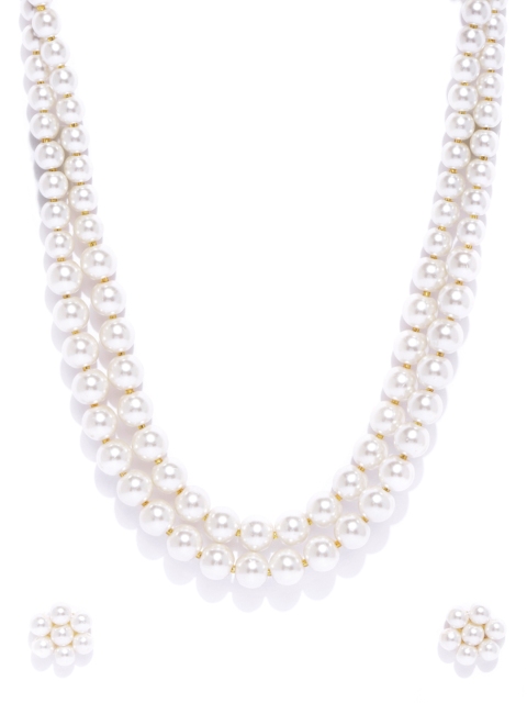 

damani White Gold-Plated Beaded Jewellery Set