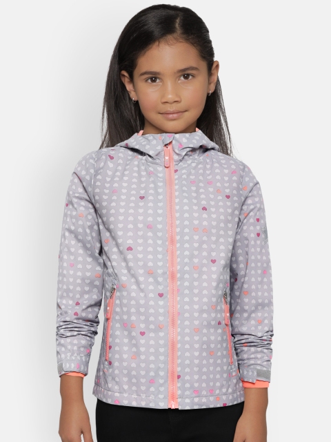 

COOL CLUB Girls Grey Printed Hooded Water Resistant Tailored Jacket