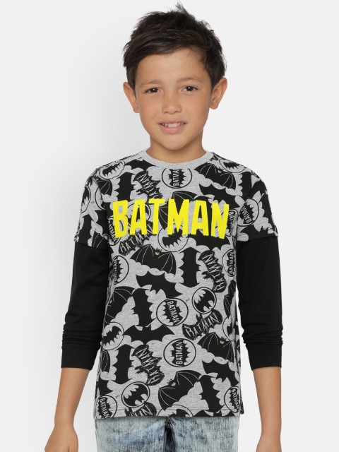 

COOL CLUB Boys Grey & Black Batman Print Round Neck T-shirt