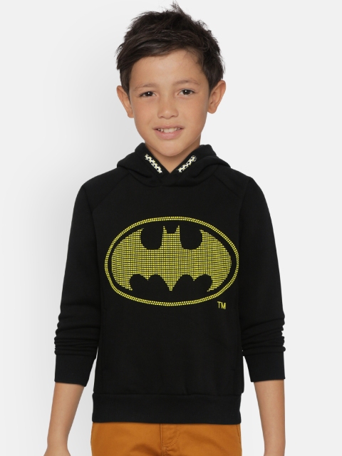 

COOL CLUB Boys Black & Yellow Batman Print Hooded Sweatshirt