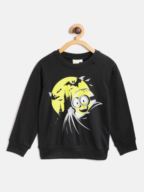 

COOL CLUB Boys Black & Yellow Minion Print Round Neck T-shirt