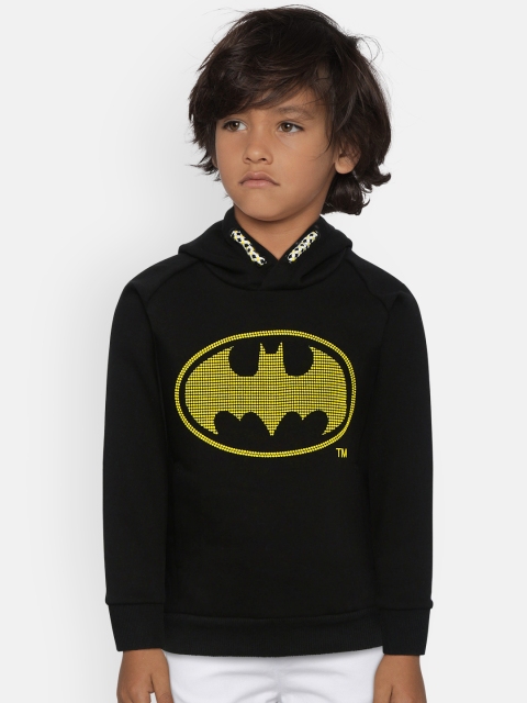 

COOL CLUB Boys Black & Yellow Batman Print Hooded Sweatshirt