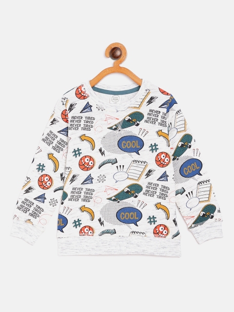 

COOL CLUB Boys Grey Melange & Blue Printed Sweatshirt