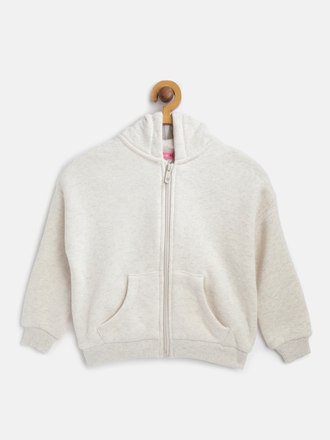 

COOL CLUB Girls Off-White Solid Hooded Sweatshirt
