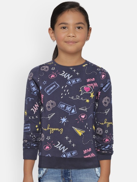 

COOL CLUB Girls Navy Blue & Pink Printed Sweatshirt