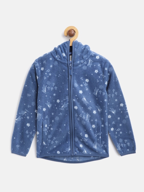 

COOL CLUB Girls Blue Printed Hooded Fleece Sweatshirt