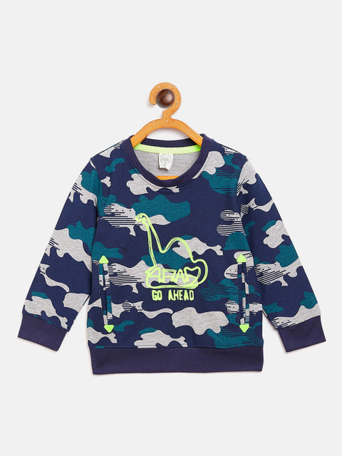 

COOL CLUB Boys Blue & Grey Melange Camouflage Print Sweatshirt