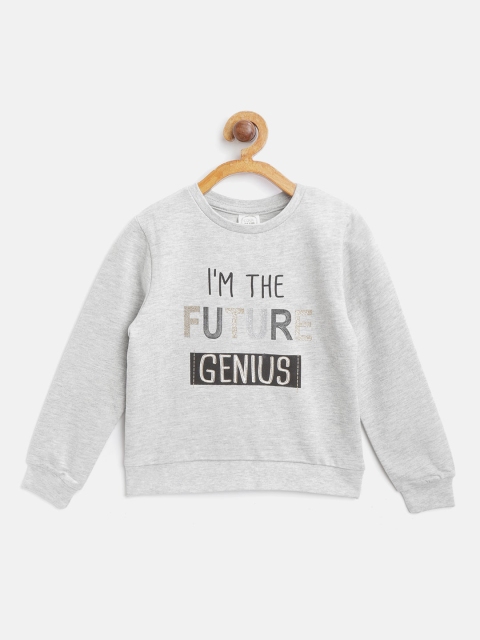 

COOL CLUB Girls Grey Melange Printed Sweatshirt