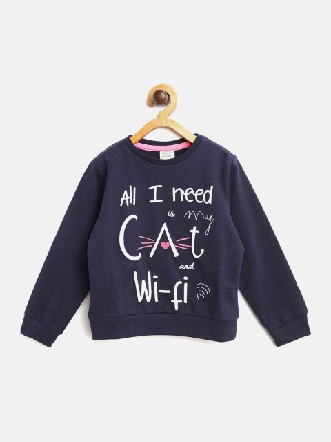 

COOL CLUB Girls Navy Blue & White Printed Sweatshirt