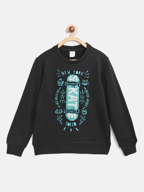 

COOL CLUB Boys Black Printed & Flip Sequinned Sweatshirt