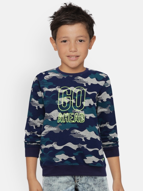 

COOL CLUB Boys Blue & Grey Melange Camouflage Print Sweatshirt