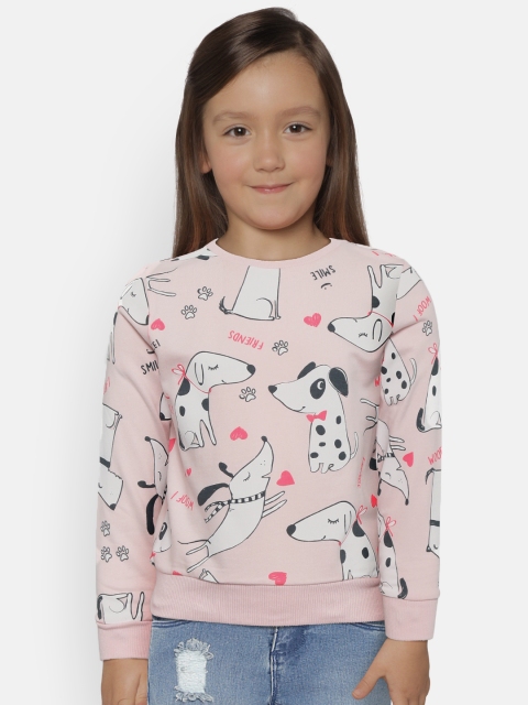 

COOL CLUB Girls Pink & White Printed Sweatshirt