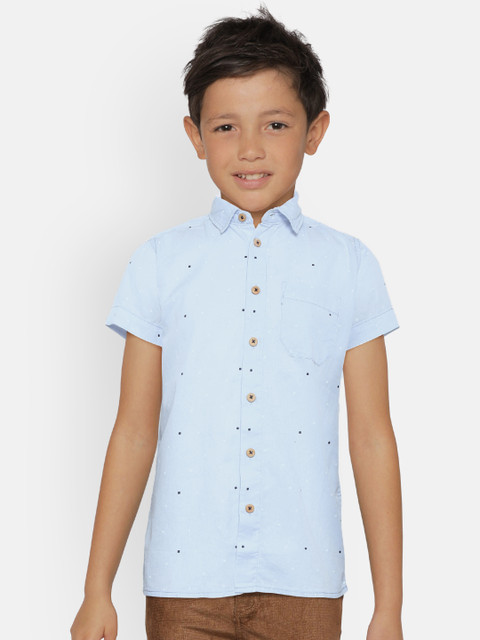

COOL CLUB Boys Blue Regular Fit Printed Casual Shirt