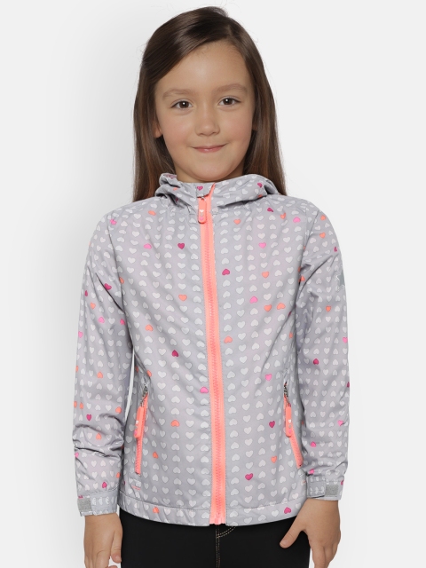 

COOL CLUB Girls Grey Printed Hooded Water Resistant Tailored Jacket