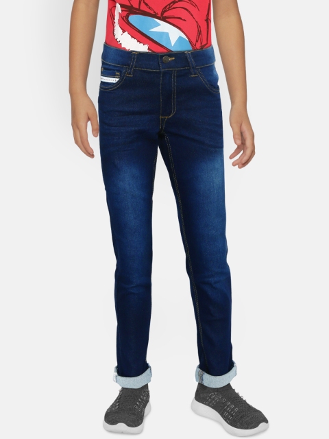 

COOL CLUB Boys Navy Blue Comfort Fit Mid-Rise Clean Look Stretchable Jeans