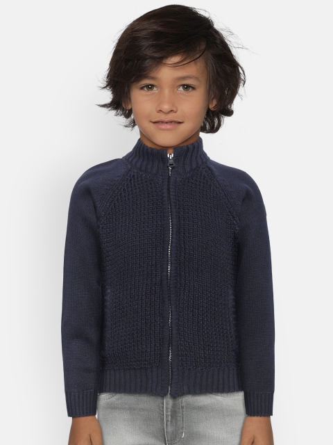 

COOL CLUB Boys Navy Blue Self-Striped Cardigan Sweater