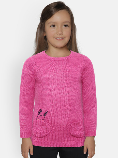 

COOL CLUB Girls Pink Solid Pullover Sweater