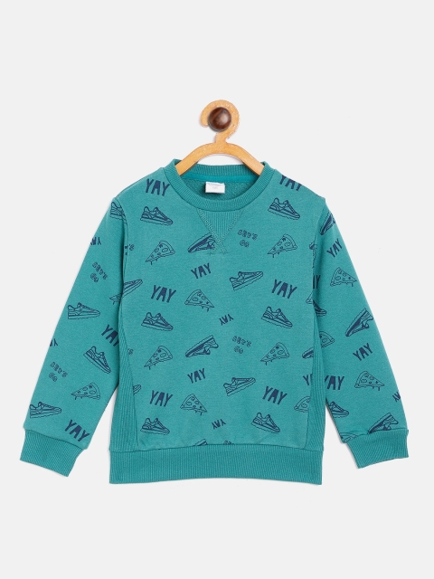 

COOL CLUB Boys Green & Navy Blue Printed Sweatshirt