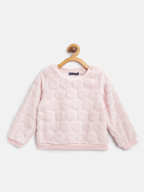 

COOL CLUB Girls Pink Self-Design Fuzzy Sweatshirt