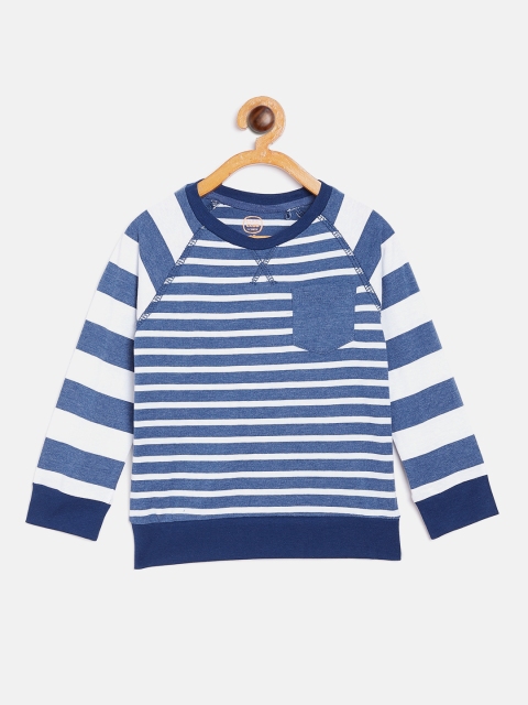

COOL CLUB Boys Blue & White Striped Round Neck T-shirt