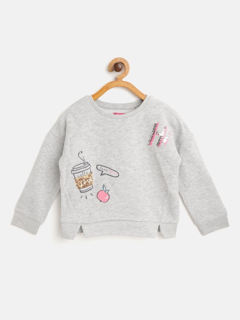 

COOL CLUB Girls Grey Melange Solid Sweatshirt