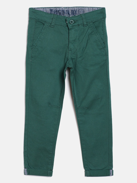 

COOL CLUB Boys Green Regular Fit Solid Chinos