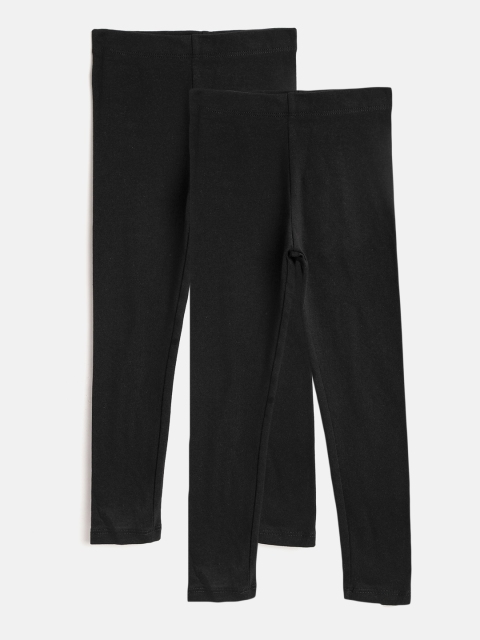 

COOL CLUB Girls Pack of 2 Black Solid Leggings