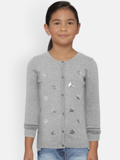 

COOL CLUB Girls Grey Melange Sequinned Cardigan