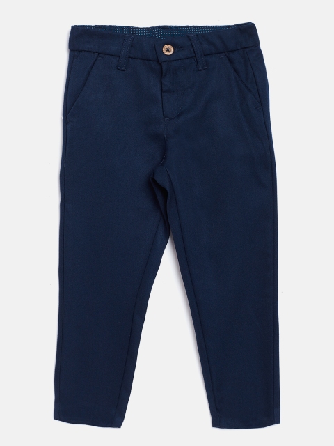 

COOL CLUB Boys Navy Blue Regular Fit Solid Trousers