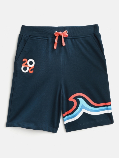 

YK Boys Navy Blue Printed Regular Fit Regular Shorts