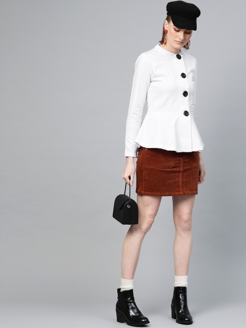 

SASSAFRAS Women White Solid Tailored Jacket