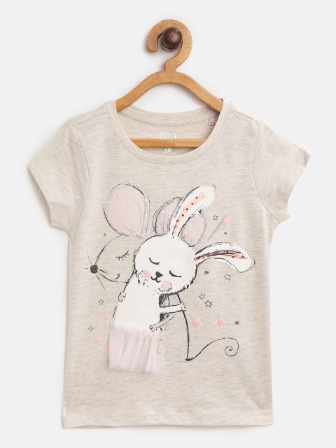 

COOL CLUB Girls Beige Printed T-shirt