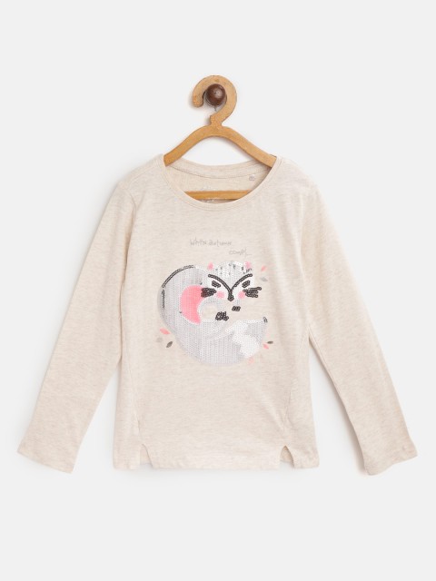 

COOL CLUB Girls Beige Sequinned Top