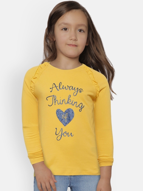 

COOL CLUB Girls Yellow Printed Top