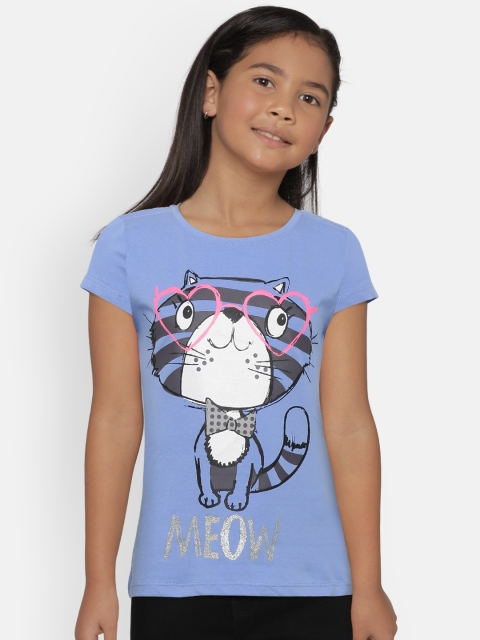 

COOL CLUB Girls Blue Printed Round Neck T-shirt