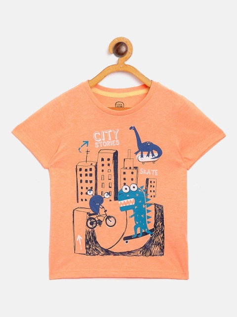 

COOL CLUB Boys Coral Orange & Blue Printed T-shirt