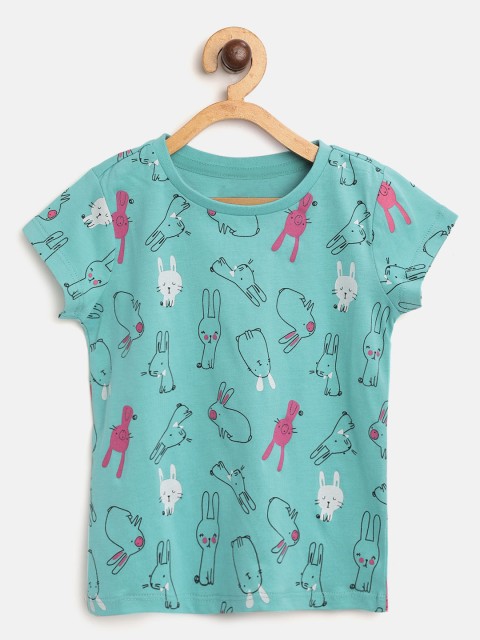 

COOL CLUB Girls Sea Green Printed Round Neck T-shirt