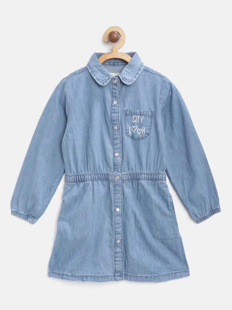 

COOL CLUB Girls Blue Solid Chambray Shirt Dress