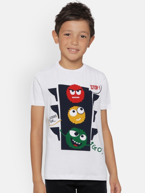 

COOL CLUB Boys White Printed Round Neck T-shirt