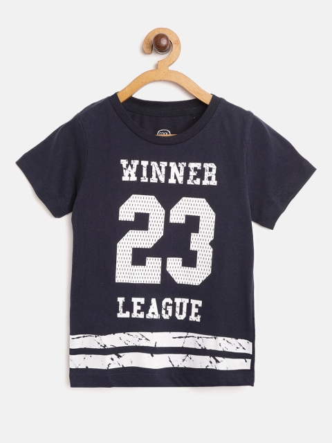 

COOL CLUB Boys Navy Blue & White Printed Round Neck T-shirt