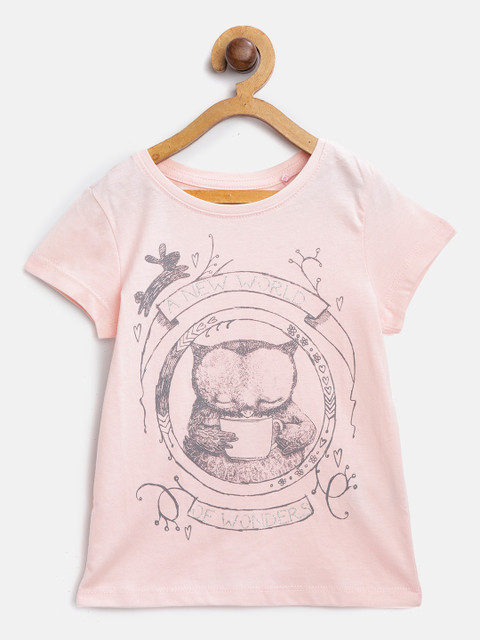 

COOL CLUB Girls Pink Printed Round Neck T-shirt