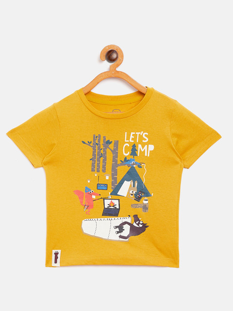 

COOL CLUB Boys Mustard Printed T-shirt