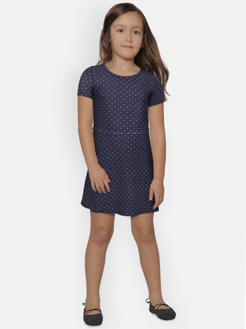

COOL CLUB Girls Navy Blue & White Printed A-Line Dress