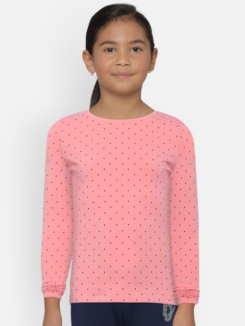

COOL CLUB Girls Pink & Black Printed Round Neck T-shirt
