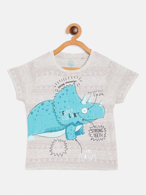 

COOL CLUB Boys Grey & Blue Printed Round Neck T-shirt