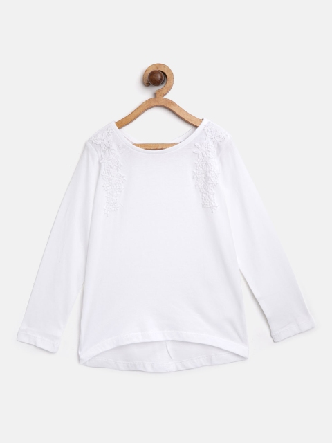 

COOL CLUB Girls White Solid Pure Cotton Top