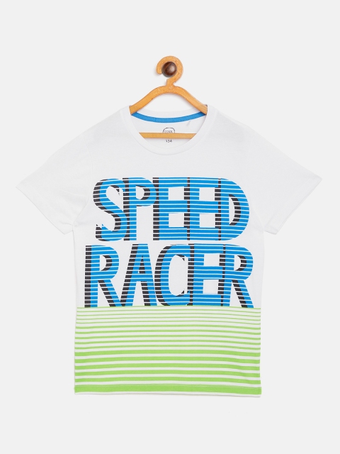 

COOL CLUB Boys White & Blue Printed Round Neck T-shirt