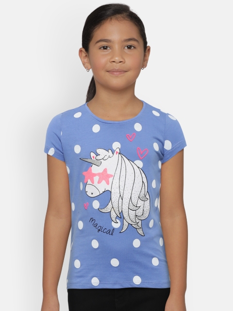 

COOL CLUB Girls Blue & White Printed Round Neck T-shirt